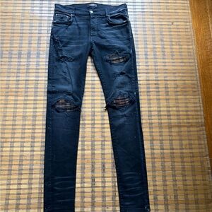 Amiri Black Distressed Skinny Jeans 33 x 33 with Damage (See Photos/Description)